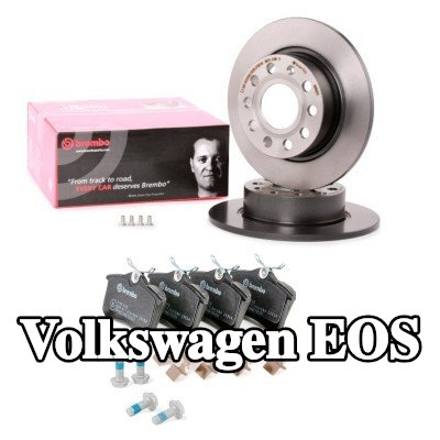 BREMBO مجموعة أقراص الفرامل والوسادات Prime, المحور الخلفي, صلب — Volkswagen Eos
