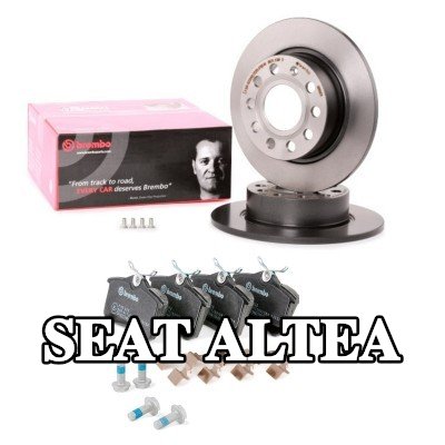BREMBO مجموعة أقراص الفرامل والوسادات Prime, المحور الخلفي, صلب — SEAT Altea