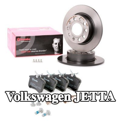 BREMBO مجموعة أقراص الفرامل والوسادات Prime, المحور الخلفي, صلب — Volkswagen Jetta
