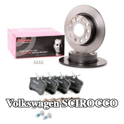 BREMBO مجموعة أقراص الفرامل والوسادات Prime, المحور الخلفي, صلب — Volkswagen Scirocco