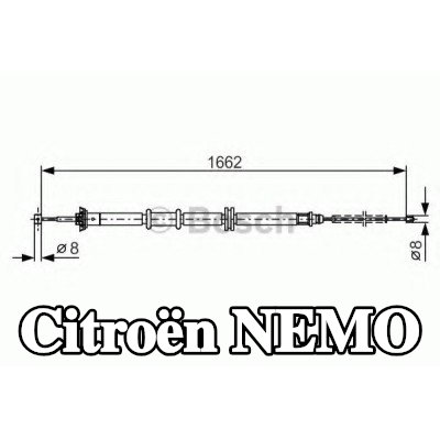 BOSCH كابل فرامل اليد 1662mm — Citroën Nemo