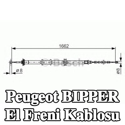 BOSCH El freni kablosu 1662mm — Peugeot Bipper