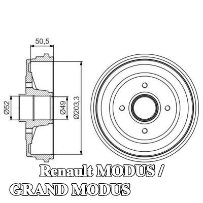 BOSCH أسطوانة الفرامل للمحور الخلفي, 237mm, مع محمل (محامل), مع محمل العجلة — Renault Modus / Grand Modus