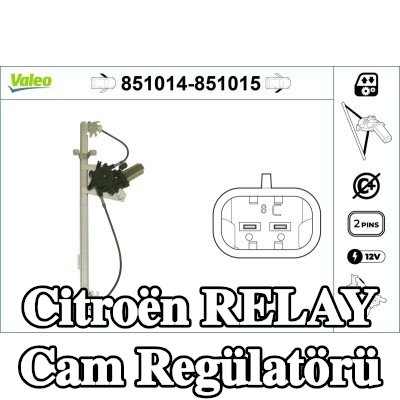 VALEO Sol ön cam regülatörü, Elektrikli, elektrik motorlu — Citroën Relay