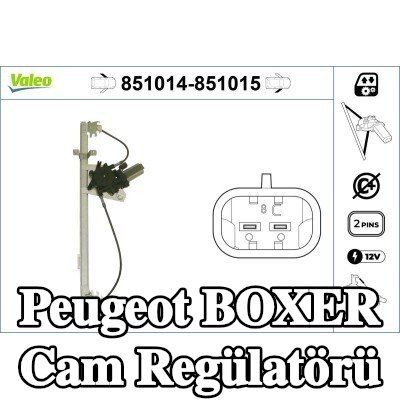 VALEO Sol ön cam regülatörü, Elektrikli, elektrik motorlu — Peugeot Boxer