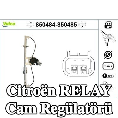 VALEO Cam regülatörü Sağ Ön, Elektrikli, elektrik motorlu — 2000 Citroën Relay