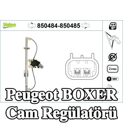 VALEO Cam regülatörü Sağ Ön, Elektrikli, elektrik motorlu — 2002 Peugeot Boxer