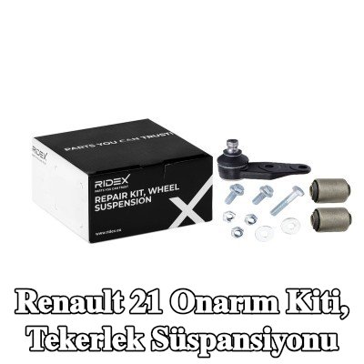 RIDEX Onarım kiti, tekerlek süspansiyonu Ön Aks, bilyeli mafsal ile, sabitleme malzemesi ile, lastik yatağı ile — Renault 21