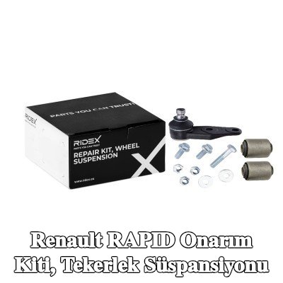RIDEX Onarım kiti, tekerlek süspansiyonu Ön Aks, bilyeli mafsal ile, sabitleme malzemesi ile, lastik yatağı ile — Renault Rapid
