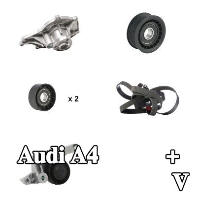 RIDEX مضخة الماء + مجموعة الحزام المضلع على شكل V — 2005 Audi A4