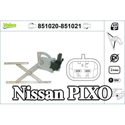 VALEO مُحرك نافذة أمامي أيسر, كهربائي, مع محرك كهربائي — Nissan Pixo