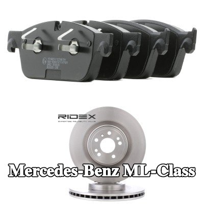 RIDEX مجموعة أقراص الفرامل والوسادات للمحور الأمامي, مثقبة/مُهواة — Mercedes-Benz ML-Class