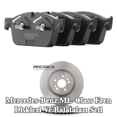 RIDEX Fren diskleri ve balataları seti Ön Aks, delikli/havalandırmalı — Mercedes-Benz ML-Class