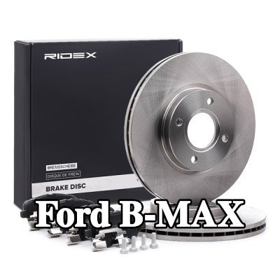 RIDEX مجموعة أقراص الفرامل والوسادات للمحور الأمامي, مُهوى, مع لوحة مانعة للصرير — Ford B-max