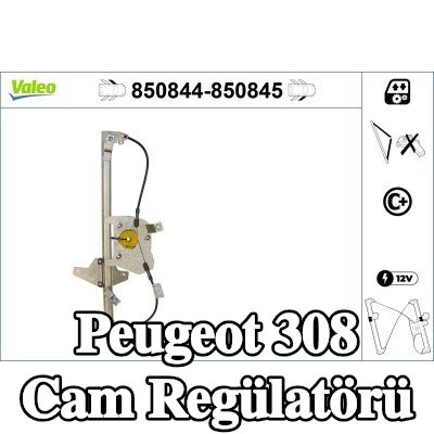 VALEO Sol ön cam regülatörü, Elektrikli, elektrik motoru olmadan — 2012 Peugeot 308