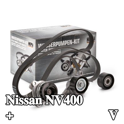 HEPU مضخة الماء + مجموعة الحزام المضلع على شكل V — Nissan Nv400