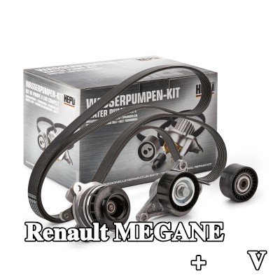 HEPU مضخة الماء + مجموعة الحزام المضلع على شكل V — 2012 Renault Megane