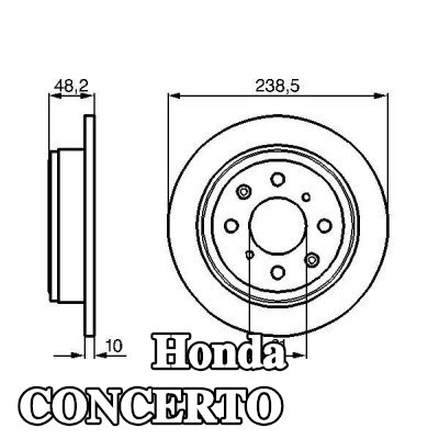 BOSCH القطر الخارجي لقرص المكابح: 238mm, صلب, مشحم, مع مسامير/براغي — Honda Concerto