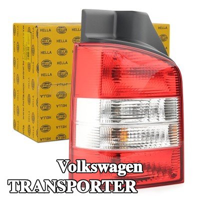 HELLA المصباح الخلفي الأيسر, شفاف تمامًا, أحمر, مع حامل لمبة, مع لمبات — 2012 Volkswagen Transporter