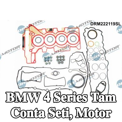 DR.MOTOR AUTOMOTIVE Tam Conta Seti, kam mili contalı motor, krank mili contası ile, silindir kafası contası ile, valf kapağı contası ile, valf gövdesi contalı, egzoz manifoldu contası ile (ler), emme manifoldu contası/contaları ile — 2014 BMW 4 Series