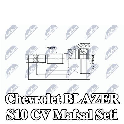 NTY Ön aks sol CV mafsal kiti, Ön Aks Sağ — Chevrolet Blazer S10