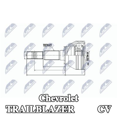 NTY طقم مفصل CV المحور الأمامي الأيسر, المحور الأمامي الأيمن — Chevrolet Trailblazer
