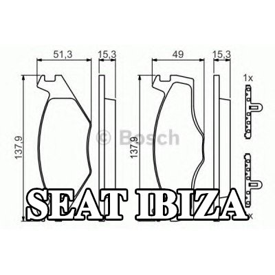 BOSCH مجموعة وسادات الفرامل 14, 7mm, مع زنبرك — 2000 SEAT Ibiza