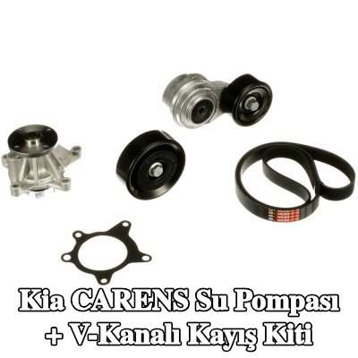 GATES Su pompası ile Su Pompası + V-Yivli Kayış Kiti, Micro-V Kiti — Kia Carens