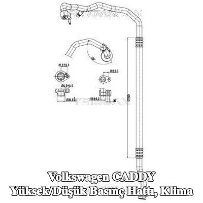 TRISCAN Yüksek/Düşük Basınç Hattı, klima — Volkswagen Caddy
