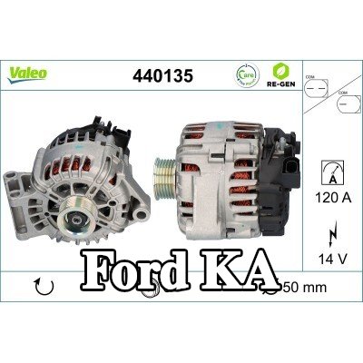VALEO مولد كهربائي مجدد عالي الجودة, 120A — Ford Ka