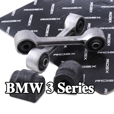RIDEX طقم إصلاح, جلبة قضيب مانع الانقلاب للمحور الخلفي على كلا الجانبين, مع قضيب توصيل — 1992 BMW 3 Series