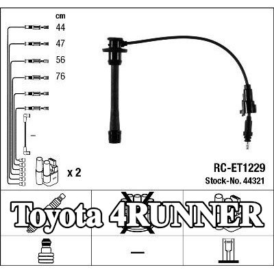 NGK مجموعة أسلاك الإشعال سوداء — Toyota 4runner