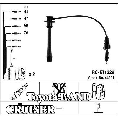 NGK مجموعة أسلاك الإشعال سوداء — 1995 Toyota Land Cruiser