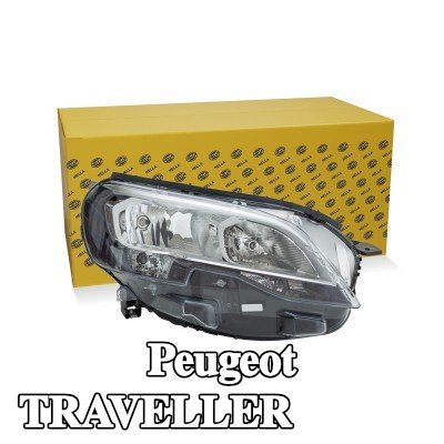 HELLA المصباح الأيمن, H7/H1, PY21W, W5W, مع لمبات, مع محرك لتسوية المصابيح الأمامية — Peugeot Traveller