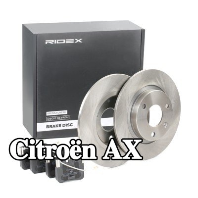 RIDEX مجموعة أقراص الفرامل والوسادات للمحور الأمامي, صلب — Citroën Ax