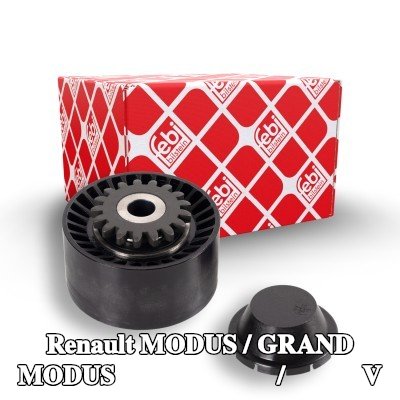 FEBI BILSTEIN بكرة الانحراف/التوجيه, V-ribbed belt Outer Diameter: 60mm, مع غطاء — Renault Modus / Grand Modus