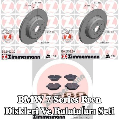 ZIMMERMANN Fren diskleri ve balataları seti COAT Z, Arka Aks, Arka Aks Sol, Arka Aks Sağ, içten havalandırmalı — 2016 BMW 7 Series
