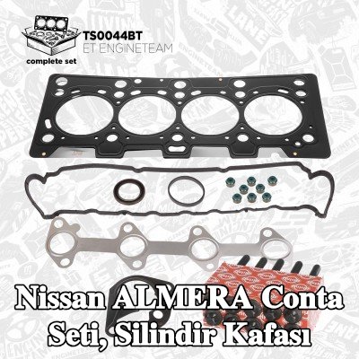 ET ENGINETEAM Conta seti, eksantrik mili contalı silindir kapağı, silindir kafası vida seti ile, valf kapağı contası ile, valf gövdesi contalı, vida seti ile — Nissan Almera
