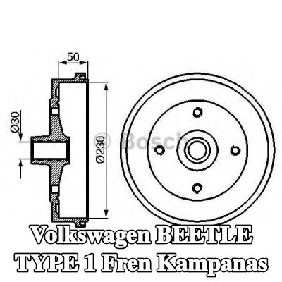 BOSCH Arka aks fren kampanası, 262mm — 1990 Volkswagen Beetle Type 1