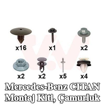 VAN WEZEL Montaj Kiti, çamurluk — Mercedes-Benz Citan