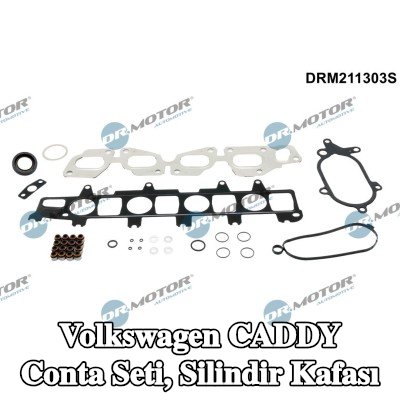 DR.MOTOR AUTOMOTIVE Conta seti, eksantrik mili contalı silindir kapağı, valf gövdesi contalı, silindir kafası contası olmadan, egzoz manifoldu contası ile (ler), emme manifoldu contası/contaları ile — Volkswagen Caddy