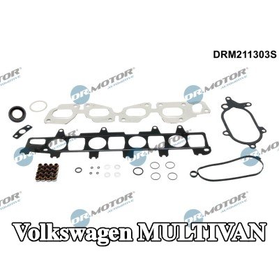 DR.MOTOR AUTOMOTIVE مجموعة حشيات, رأس الأسطوانة مع مانع تسرب عمود الكامات, مع أختام ساق الصمام, بدون حشية رأس الأسطوانة, مع حشية (حشيات) مشعب العادم, مع حشية (حشيات) مشعب السحب — Volkswagen Multivan
