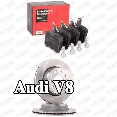 STARK مجموعة أقراص الفرامل والوسادات للمحور الخلفي, مزود بفتحات تهوية داخلية — Audi V8