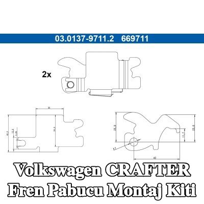ATE Fren pabucu montaj kiti — Volkswagen Crafter