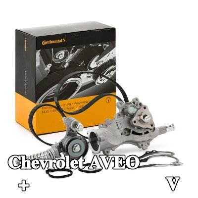 CONTITECH مضخة الماء + مجموعة الحزام المضلع على شكل V — Chevrolet Aveo