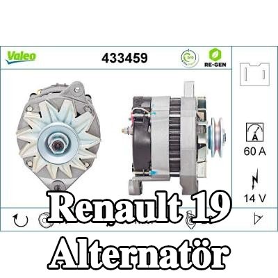 VALEO Alternatör YENİDEN ÜRETİLMİŞ PREMIUM, 60A — Renault 19