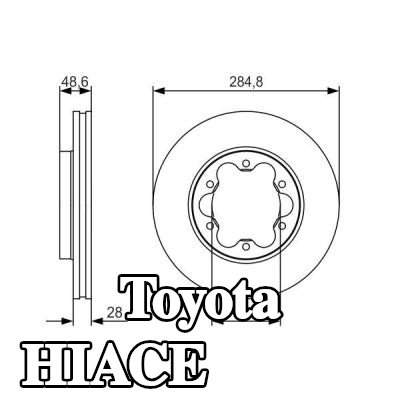 BOSCH القطر الخارجي لقرص المكابح: 284, 8mm, مُهوى, مشحم — Toyota Hiace