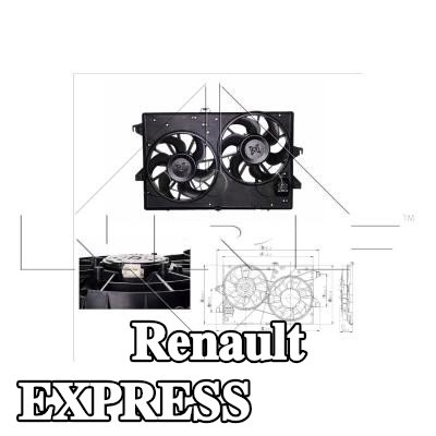 NRF مروحة, المبرد 385mm, بدون غطاء مروحة المبرد — Renault Express