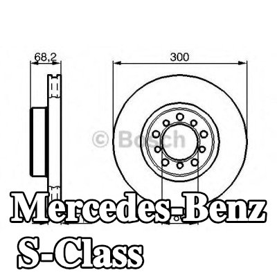 BOSCH القطر الخارجي لقرص المكابح: 300mm, مُهوى, مشحم — 1990 Mercedes-Benz S-Class