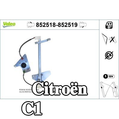 VALEO مُحرك النوافذ الأمامي الأيمن, كهربائي, بدون محرك كهربائي — Citroën C1